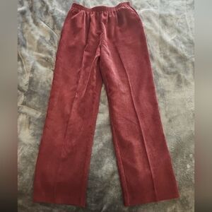 Womens Alfred Dunner 12 Elastic Waist Maroon Burgundy/Deep Red With Pockets